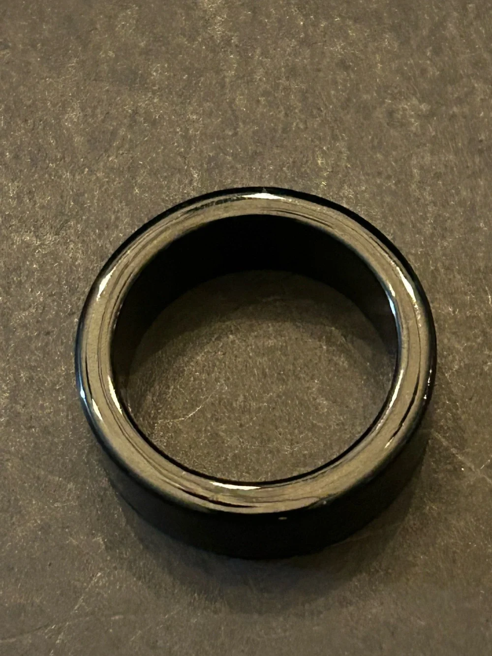 Unisex Genuine Grade A Natural Black Jade Band Ring 5.72 Grams Size 9
